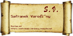 Safranek Varsány névjegykártya